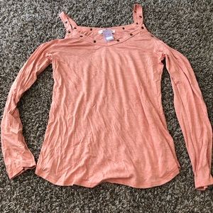 Voice of California Shoulderless Long Sleeve Top size small